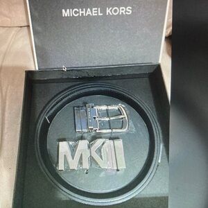 Michael Kors Black Reversible Belt with Two Buckles New in Box